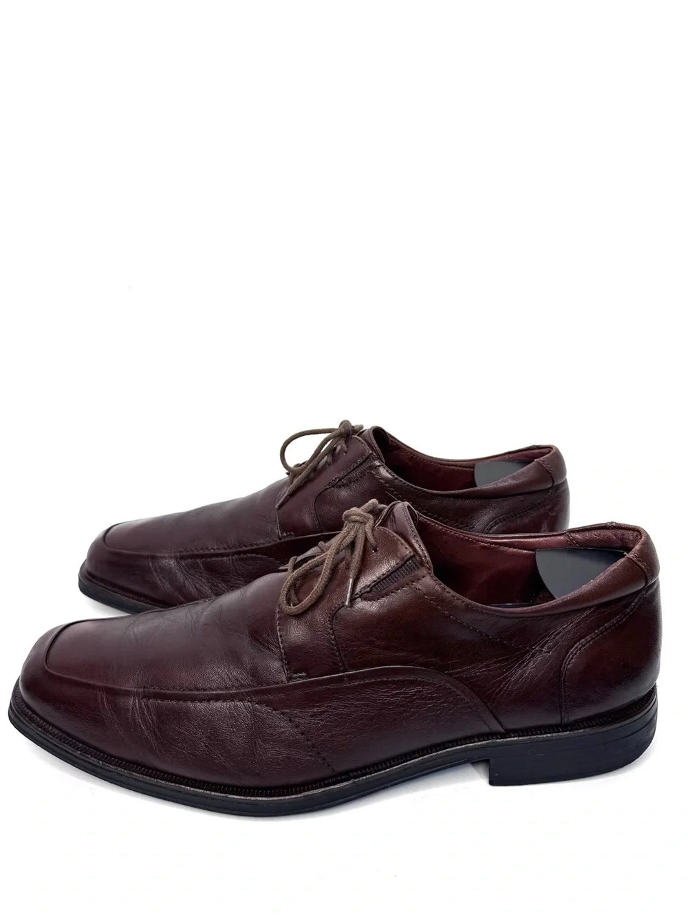 Johnston & Murphy Mens 12M Brown Leather Lace Up Bicycle Toe Dress Shoes Brazil